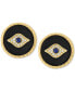 ფოტო #3 პროდუქტის EFFY® Onyx, Diamond (1/20 ct. t.w.) & Sapphire (1/20 ct. t.w.) Evil Eye Stud Earrings in 14k Gold