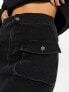 Urban Revivo mini denim cargo skirt in black