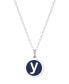 ფოტო #1 პროდუქტის Mini Initial Pendant Necklace in Sterling Silver and Navy Enamel, 16" + 2" Extender