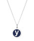 Mini Initial Pendant Necklace in Sterling Silver and Navy Enamel, 16" + 2" Extender