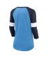 ფოტო #2 პროდუქტის Women's Tennessee Titans Light Blue and Heather Navy Football Pride Raglan 3/4-Sleeve T-shirt