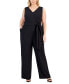 Plus Size V-Neck Sleeveless Belted Jumpsuit