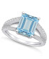 ფოტო #1 პროდუქტის Aquamarine and Diamond Accent Ring in 14K White Gold