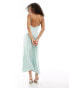 Vila Bridesmaid satin cowl neck maxi dress in light green