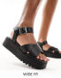 schuh Wide Fit Tera cross strap sandals in black