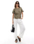 Фото #3 товара ASOS DESIGN linen look tee with cut out in khaki