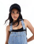 ASOS DESIGN short denim dungaree in mid blue