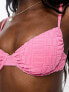 Фото #3 товара The Frolic paradise underwire ruched geo block towelling bikini top in pink