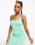 Фото #4 товара Pieces one shoulder slinky midi dress in green