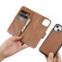 2w1 etui skórzany pokrowiec z klapką iPhone 14 Anti-RFID Wallet Case brązowy