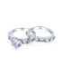 ფოტო #3 პროდუქტის Classic Cathedral 6 Prong Baguette Side Stones Cubic Zirconia CZ Round 2 CT Solitaire Anniversary Engagement Wedding Band Ring Set Sterling Silver
