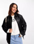 ASOS DESIGN faux leather clean top collar jacket in black 40 - фото #2