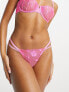 Фото #1 товара ASOS DESIGN Nina sheer floral lace tanga thong with picot trim in pink