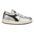 Фото #1 товара Diadora Mi Basket Row Cut Silver Used Lace Up Womens Silver Sneakers Casual Sho