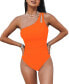 ფოტო #1 პროდუქტის Women's Tummy Control One Shoulder Cutout Slimming One Piece Swimsuit