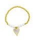 ფოტო #1 პროდუქტის 14K Gold-Plated Stretch Pearl Bracelet with Mother-of-Pearl Halo Heart