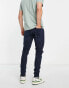 Jack & Jones Intelligence Pete skinny carrot jean with knee rips in blue black wash