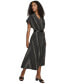 Women's Printed Belted Surplice-Neck A-Line Dress