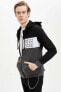 Фото #3 товара Толстовка Defacto Slim Fit Zip Hoodie Black N3620AZ20SP