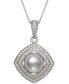 Cultured Freshwater Pearl (8mm) & Cubic Zirconia 18" Pendant Necklace in Sterling Silver