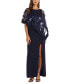 Фото #1 товара Women's Sequinned Floral-Lace-Poncho Gown