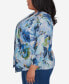 Plus Size Classic Watercolor Floral Melange Two In One Top With Necklace Синий, 3X - фото #5