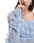 Daisy Street off shoulder knitted mini dress in baby blue Синий, DE 40 - фото #3