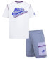 Фото #1 товара Little Boys Reimagine T-Shirt & French Terry Cargo Shorts, 2 Piece Set
