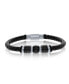 Фото #1 товара Stainless Steel Two-tone Genuine Black Leather Bracelet