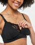 Фото #3 товара ASOS DESIGN Maternity nursing microfibre triangle bralet with lace a-frame in black