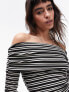 Topshop stripe long sleeve bardot in mono