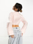 ASOS DESIGN metallic cropped twist front shirt in cosmetic pink