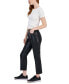 Фото #3 товара Juniors' Asymmetrical-Waist Faux Leather Ankle Jeans