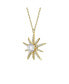 Sterling Silver 14k Gold Plated with Cubic Zirconia 10-Point Starburst Pendant Necklace