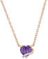 ფოტო #1 პროდუქტის Amethyst (1/2 ct. t.w.) & Diamond Accent Swirl 18" Pendant Necklace in Rose-Plated Sterling Silver