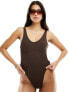 Candypants ribbed underwire swimsuit in dark brown