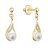 Фото #1 товара Elegant gold earrings with river pearl and diamonds 91PB00047