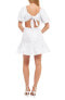 Фото #2 товара English Factory 290310 Mixed Media Puff Sleeve Back Bow Dress White Size LG