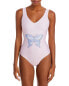 Фото #1 товара Ganni Women's Graphic Deep Cut One Piece Swimsuit, Light Lilac Size S 34
