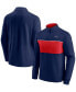 Фото #1 товара Men's Navy, Red New England Patriots Block Party Quarter-Zip Jacket