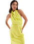 Фото #2 товара ASOS DESIGN satin cowl neck midaxi dress with tie waist in lime oversized floral print