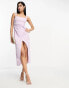 ASOS DESIGN strappy twist waist midi dress with wrap split in lilac