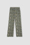 Wide Leg Desenli Cepli Yüksek Bel Geniş Paça Uzun Boy Viskon Pantolon B4627AX24SM