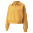 Фото #1 товара Puma Downtown Oversized Collared Sweatshirt Womens Yellow Casual Athletic Outerw