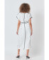 ფოტო #3 პროდუქტის Women's Contrast Binding Belted Midi Dress