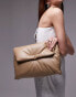 Topshop Gus oversized puffy clutch bag in camel