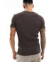 ASOS DESIGN t-shirt in crinkle fabric in brown