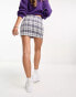 ASOS DESIGN boucle mini skirt with button detail in lilac check Lilac Check, US 10 - фото #12