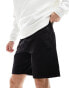 Pull&Bear relaxed denim short in black