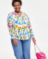 Plus Size Floral-Print Zip-Pocket Top, Created for Macy's